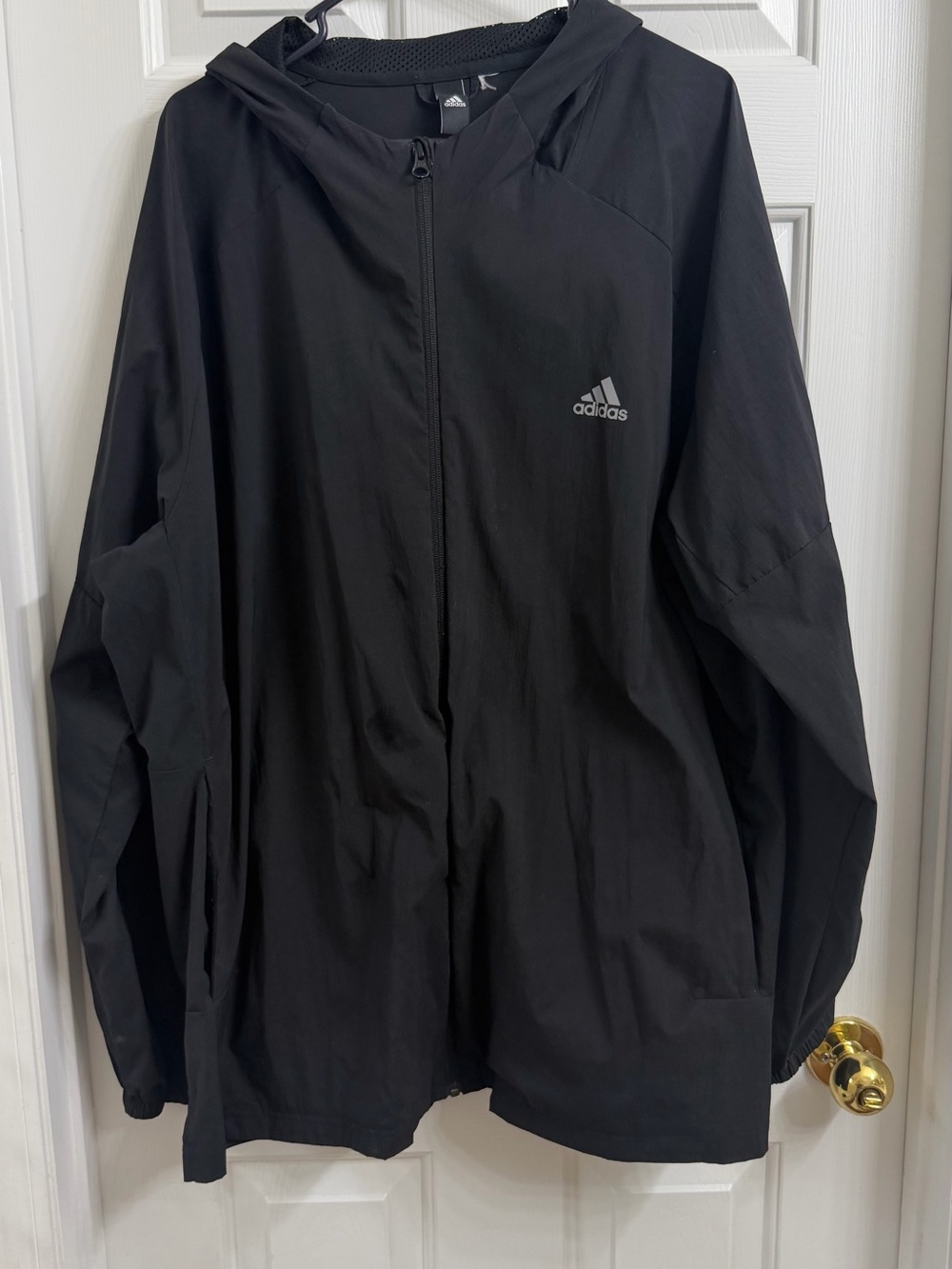 Men’s Adidas Black Hooded Windbreaker Jacket 2XL